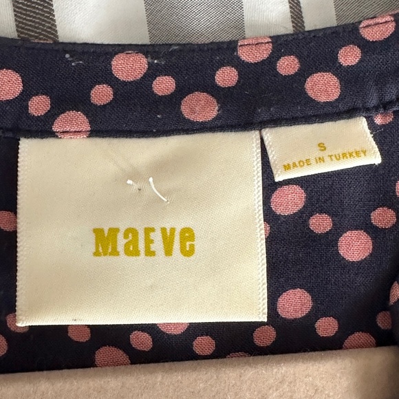 Maeve Blue Pink Polka Dot Abstract Tunic Blouse Size Small Roll Sleeve Light - Picture 5 of 7